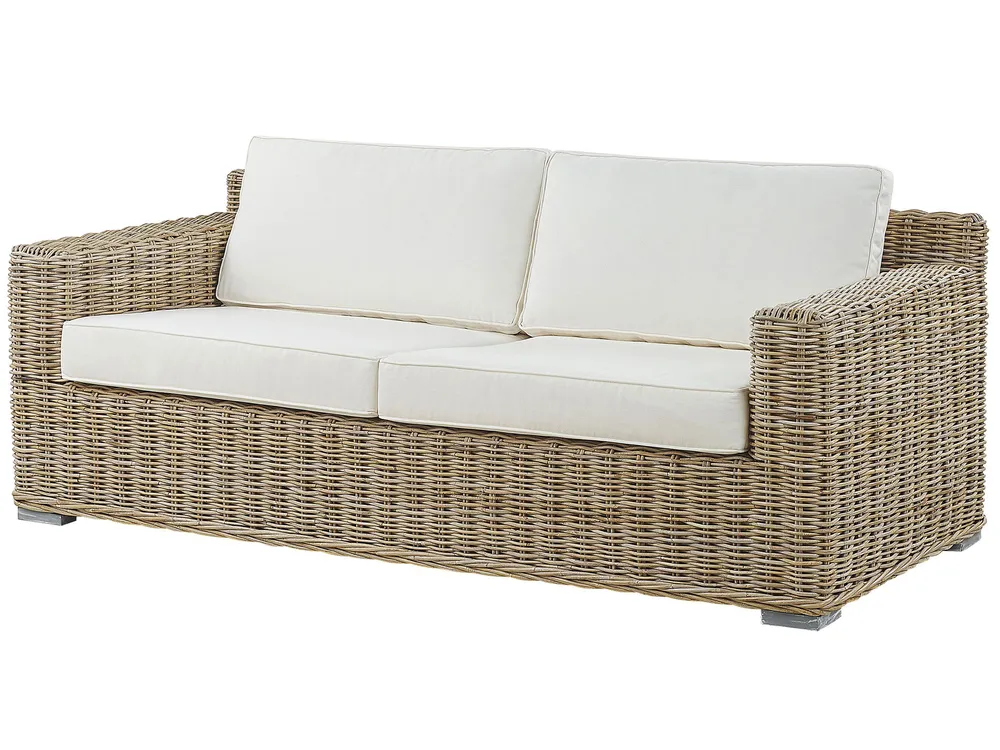 Garden Sofa 2 Seater ARDEA Rattan Light Brown_785355