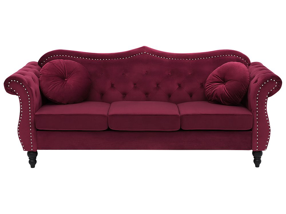 Sofa 3 personers SKIEN Velour Mørkerød