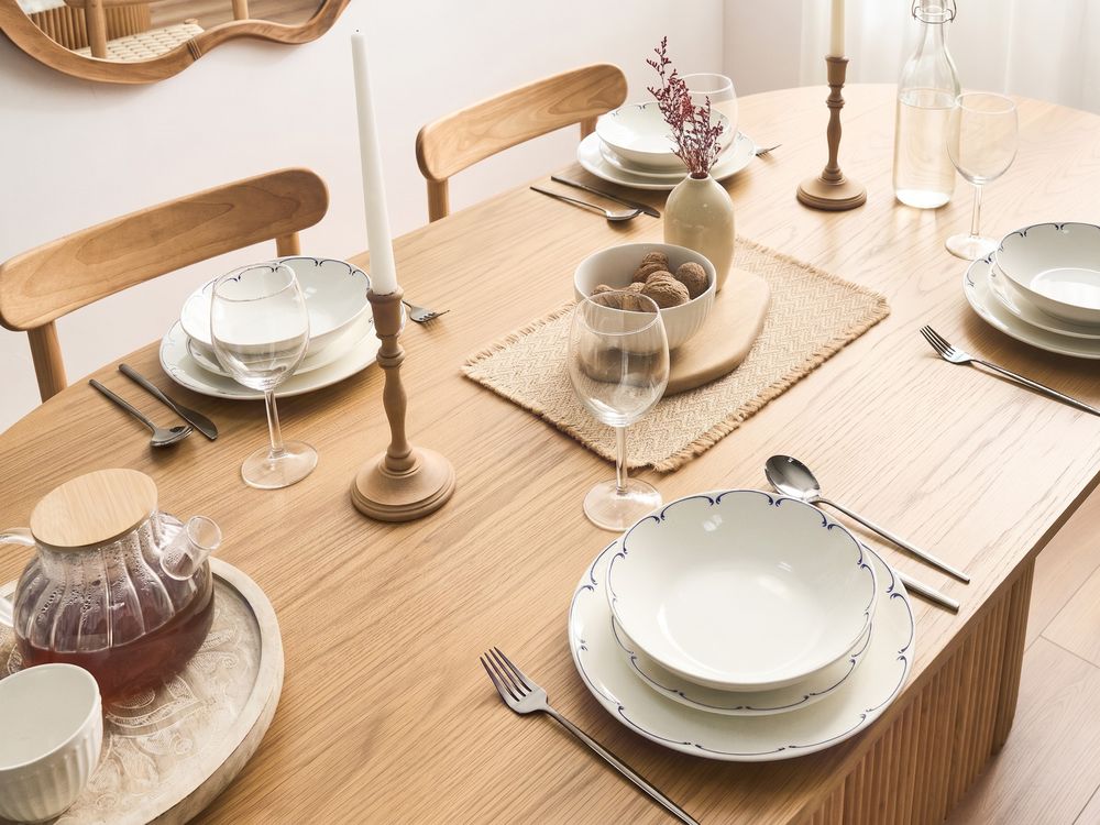 Zastawa stołowa 12-częściowa CHAROLI Porcelana Biały/ niebieski