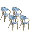 Set of 4 Garden Chairs CASPRI PE Rattan Blue/ White