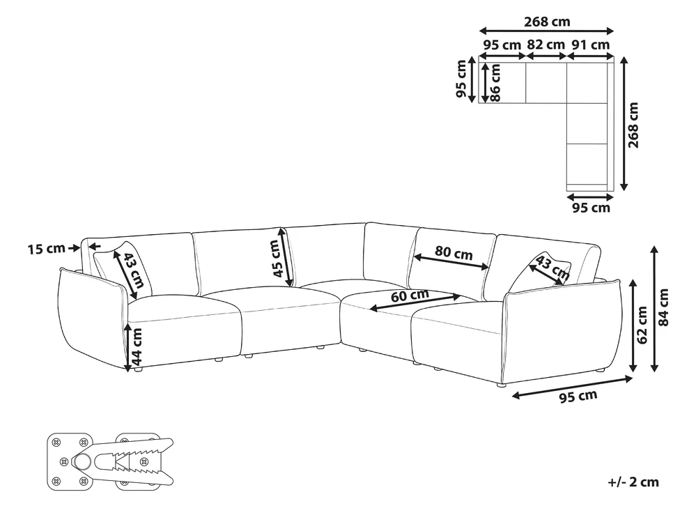 Modular Corner Sofa 5 Seater MESNALI Fabric Green Left Hand_1046667