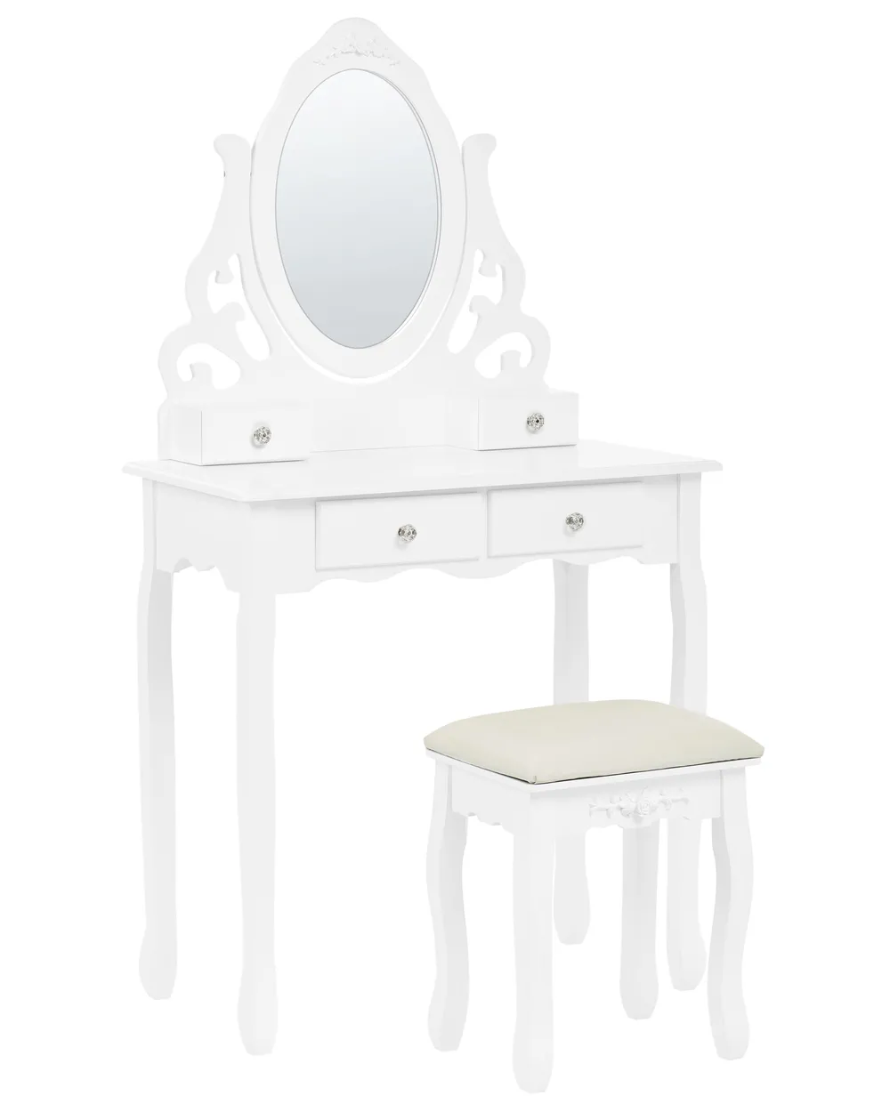 Dressing Table with Mirror and Stool AMOUR White