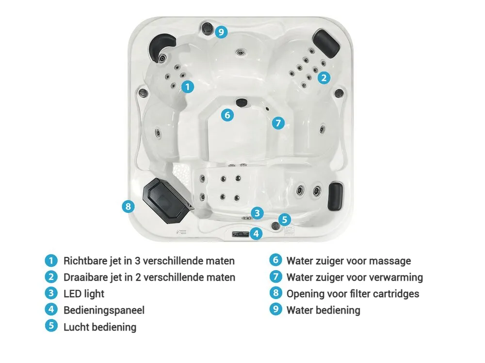 Buiten hottub met LED TULAROSA Wit_820190