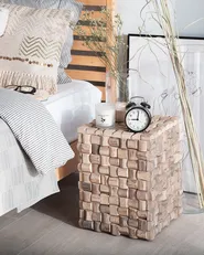 Side Table CAJEME Teak Wood Light Brown_759034