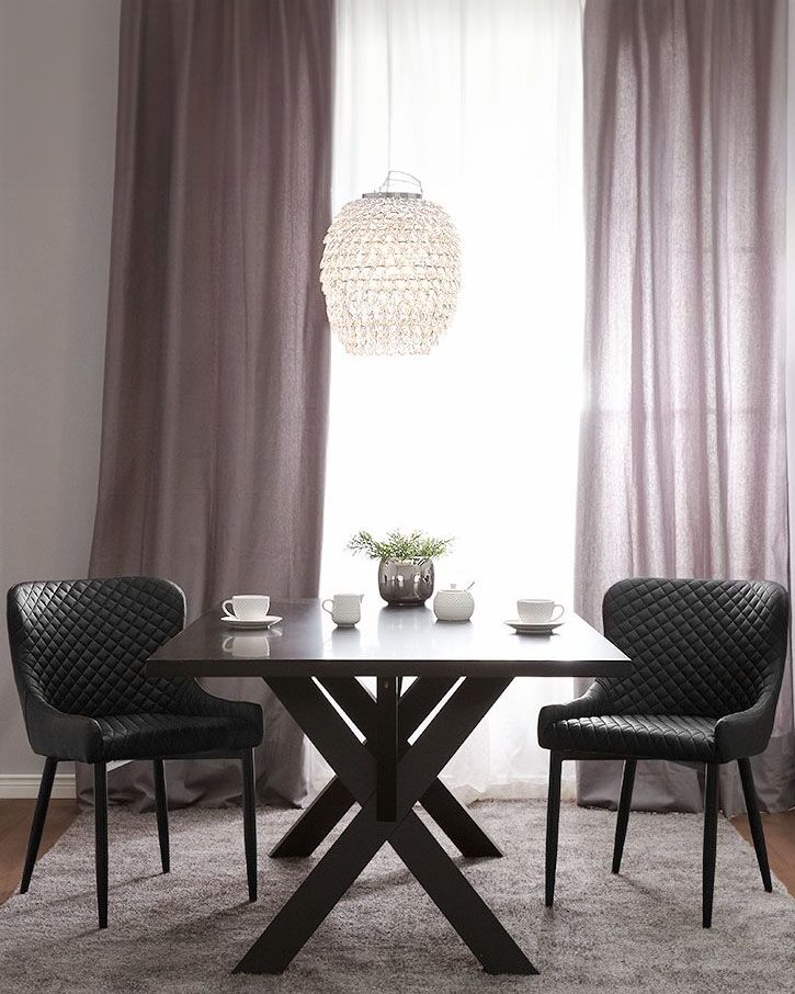 Set of 2 Dining Chairs SOLANO Faux Leather Black
