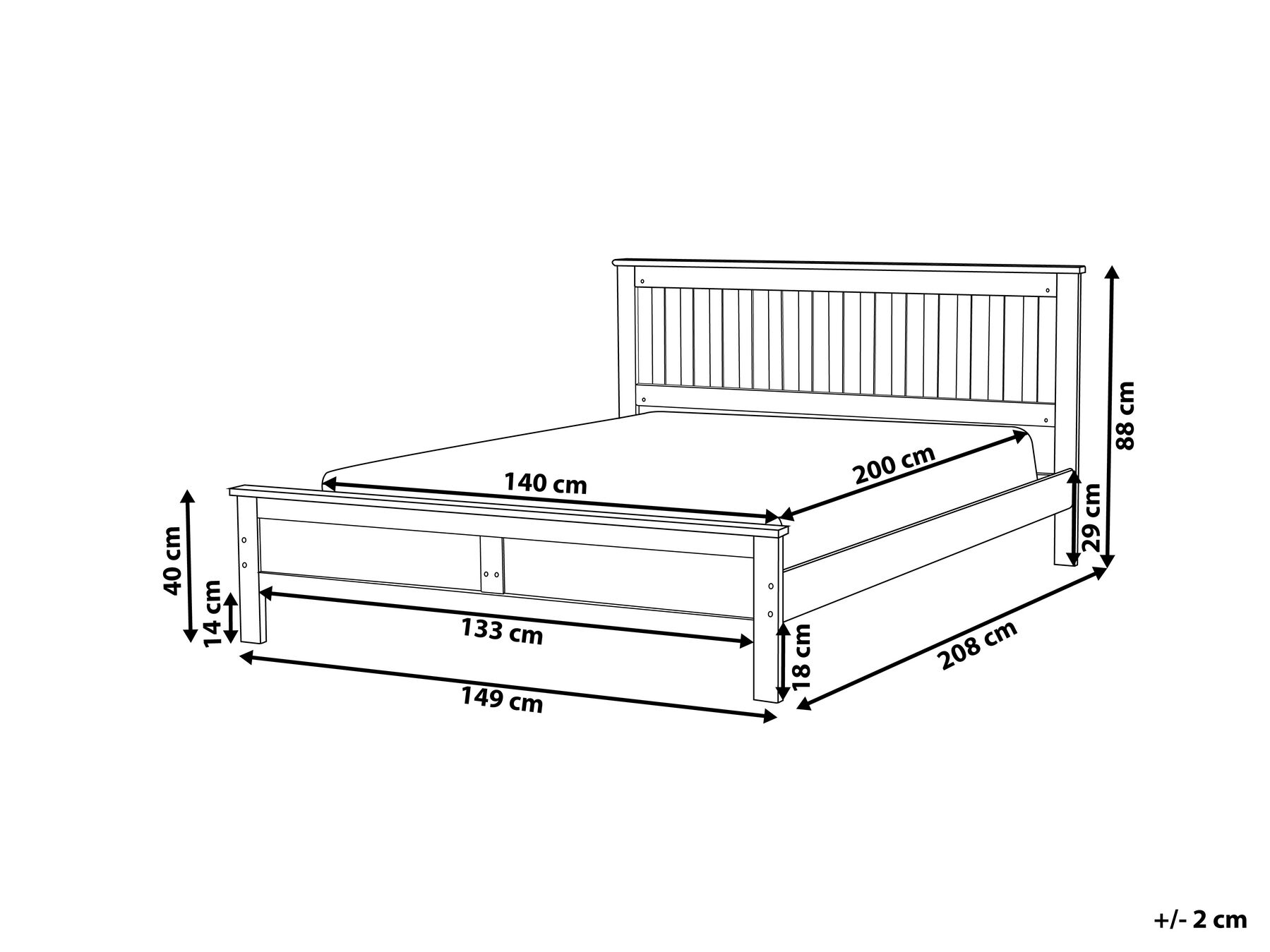 Wooden EU Double Size Bed Grey MAYENNE_876633 Wooden EU Double Size Bed Grey MAYENNE_876633