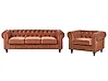 Living Room Set 4 Seater CHESTERFIELD Velvet Golden Brown