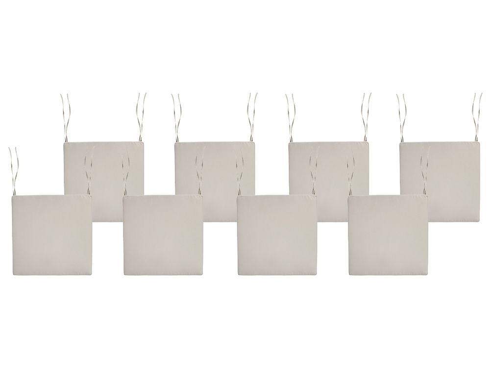 Sada 8 polštářů na zahradní židle SASSARI PREMIUM 46 x 46 cm Taupe