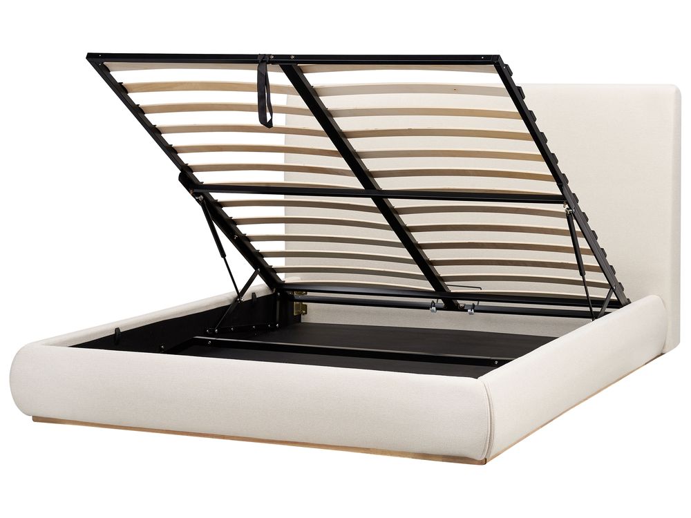 Ottoman Bed CAMPAGNE Fabric Light Beige 160 x 200 cm (EU King Size)