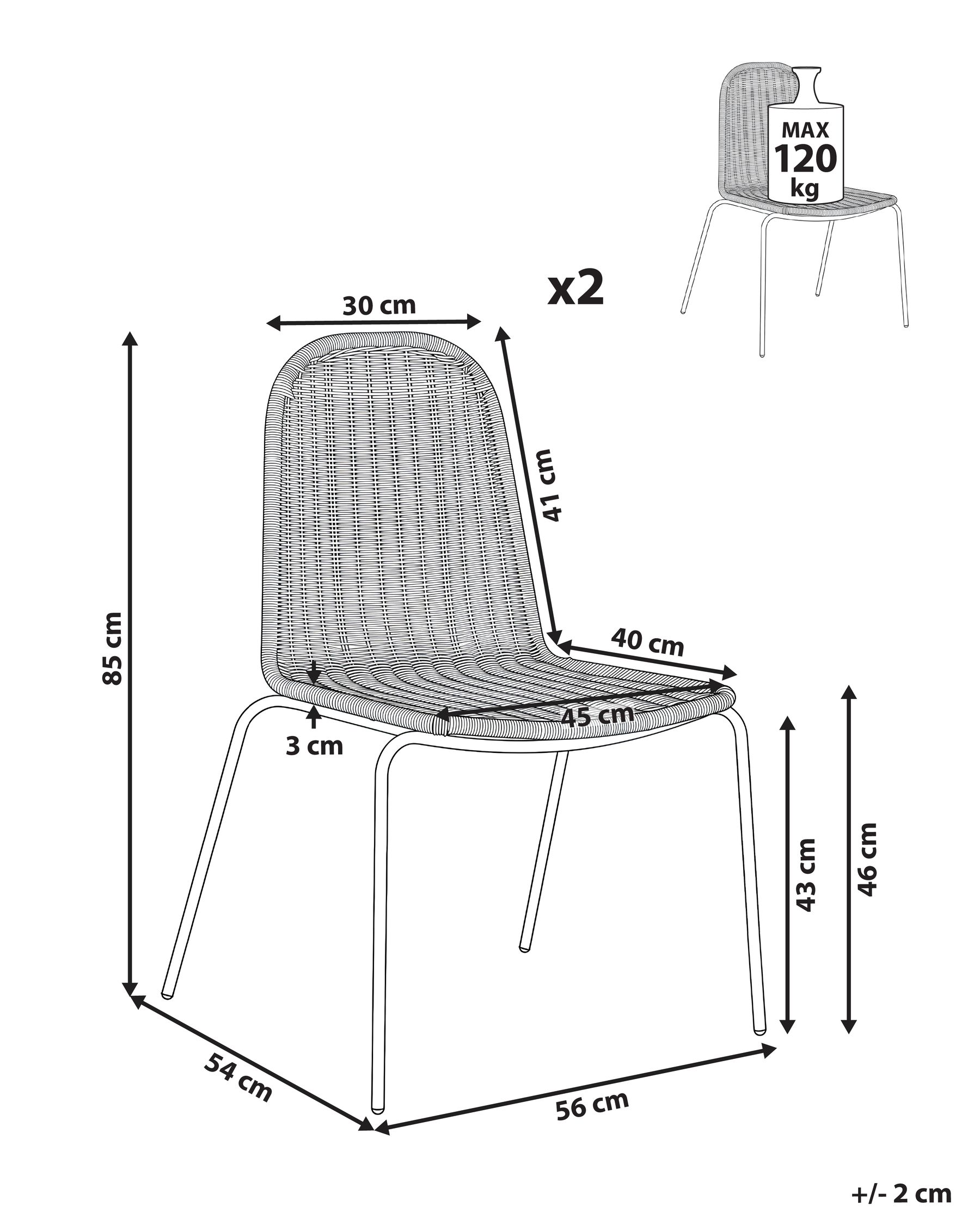 Set of 2 Dining Chairs ROXTON Rattan Natural_1072185