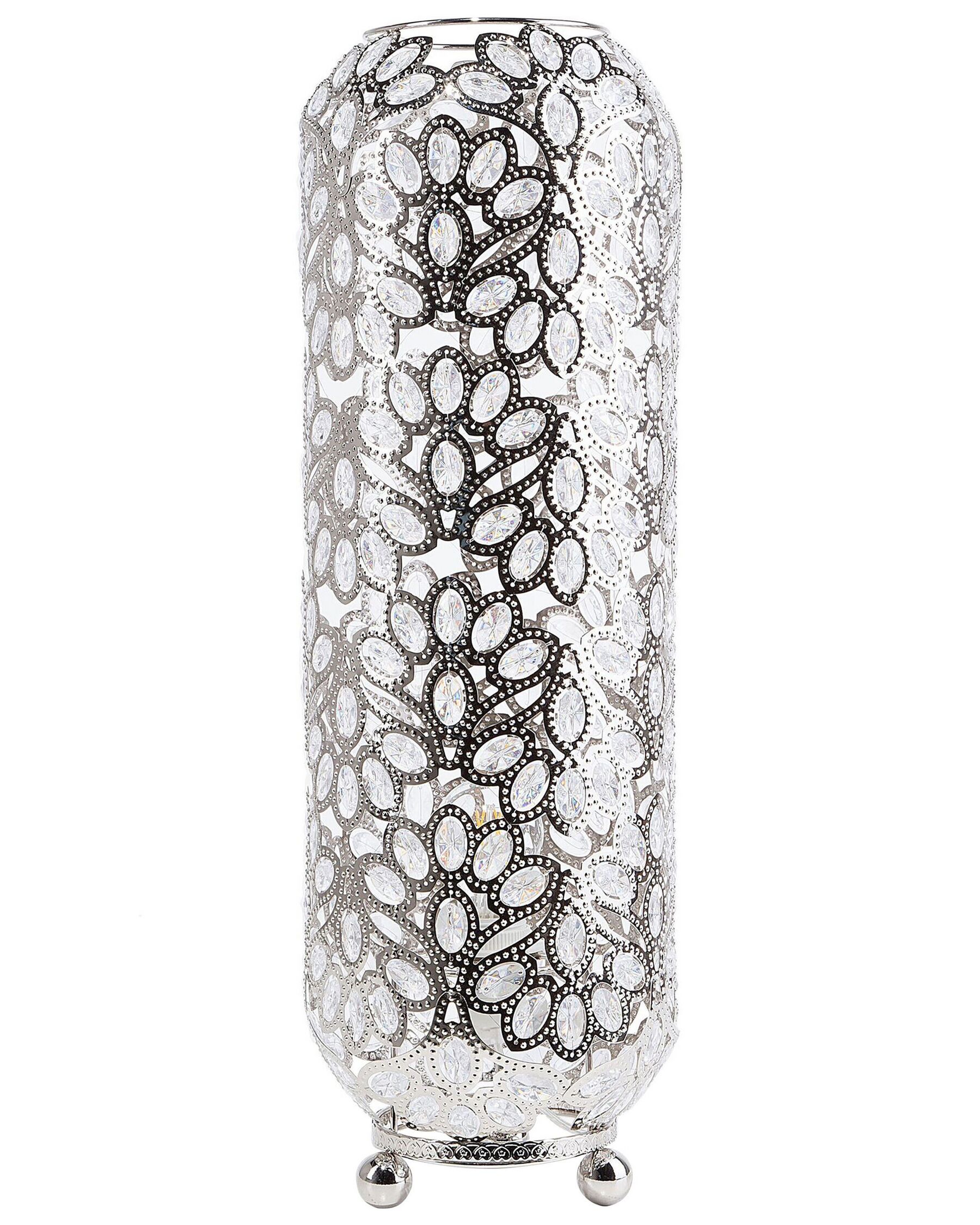Lampa podłogowa orientalny lampion metalowa srebrna VOLTA_691140