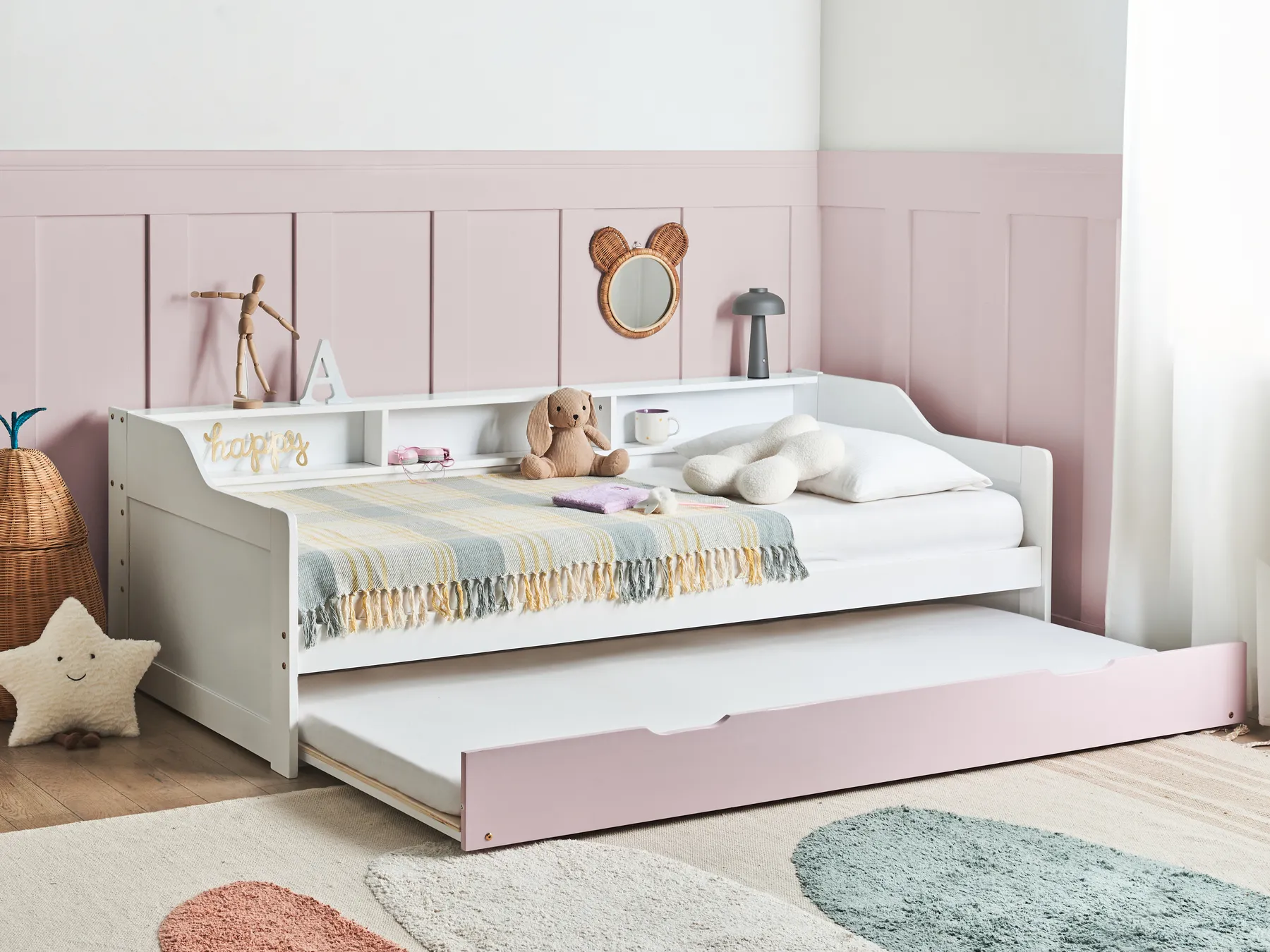 Trundle Bed Pine Wood EDERN 90 x 200 cm (EU Single) Pink_980351