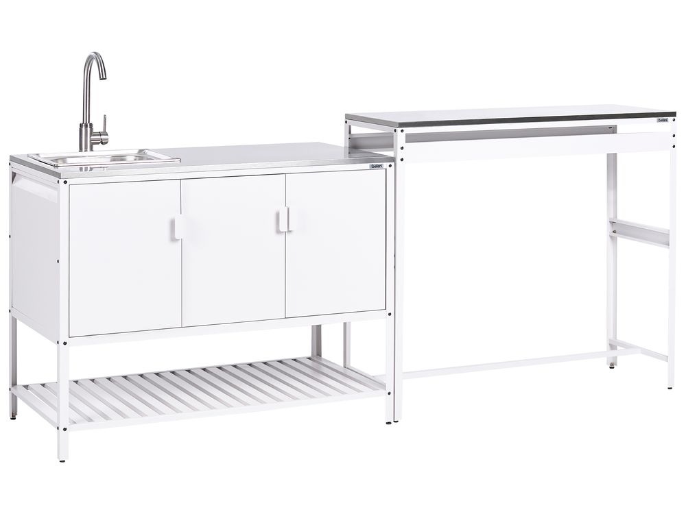 2 Piece Outdoor Kitchen Set with Sink MAENZA White Metal