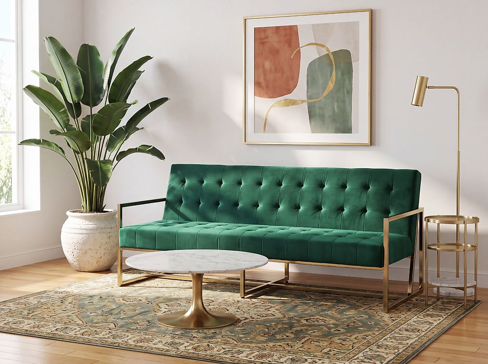 Sofa Bed 3 Seater MARSTAL Velvet Emerald Green