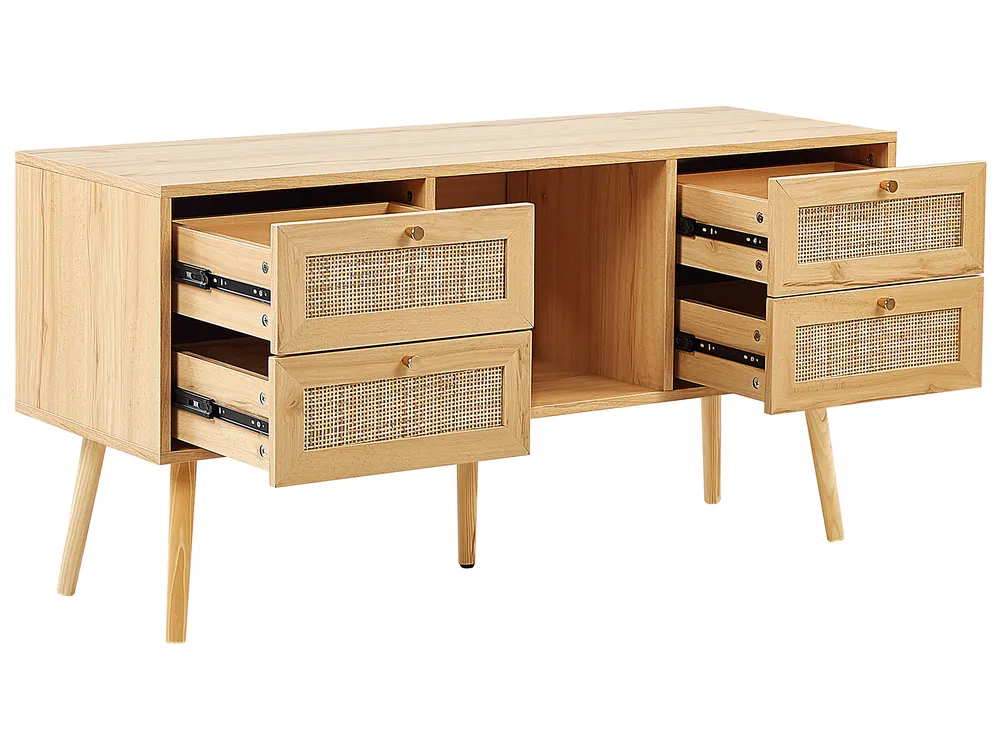 TV Stand PEROTE Rattan Light Brown_841340