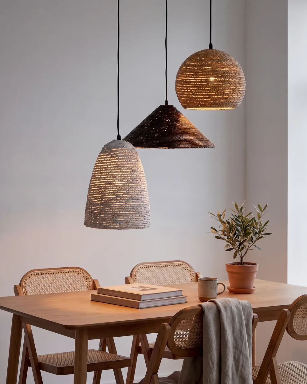 Pendant Lamp ENDRICK Wicker Natural White Brown