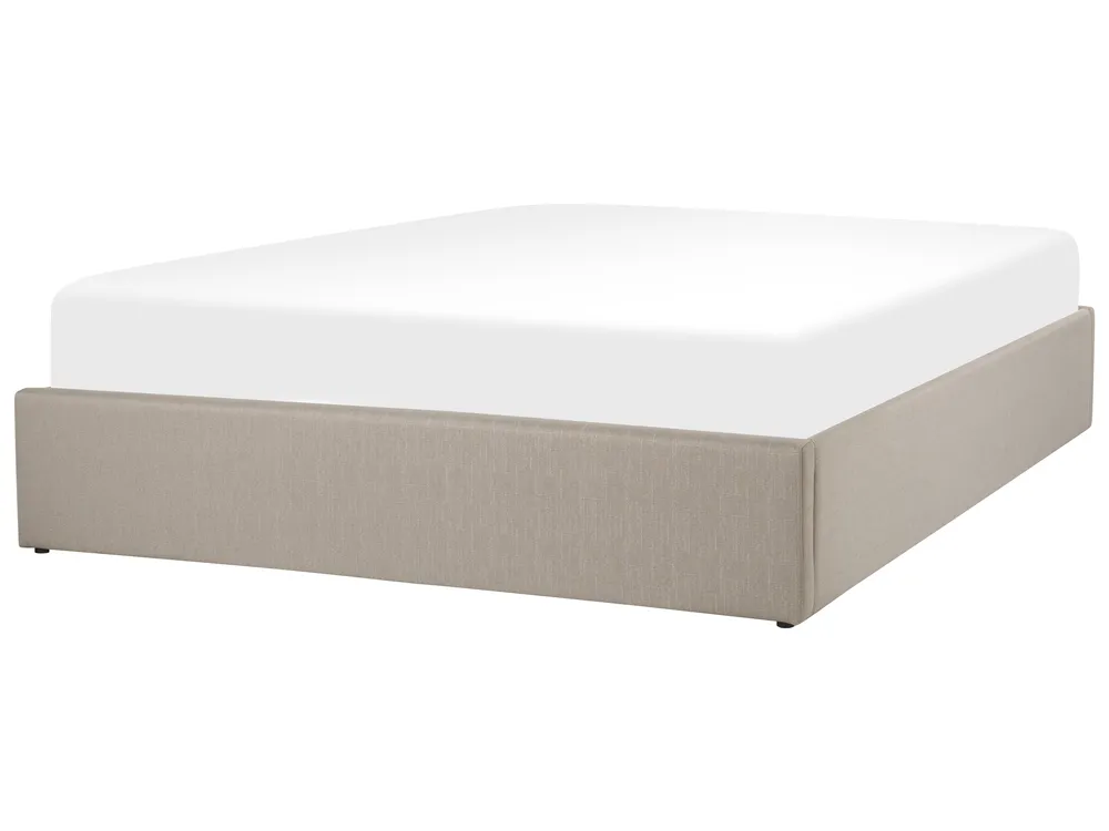 Ottoman Bed without Headboard DINAN Fabric Light Brown 160 x 200 cm (EU King Size)_1002178