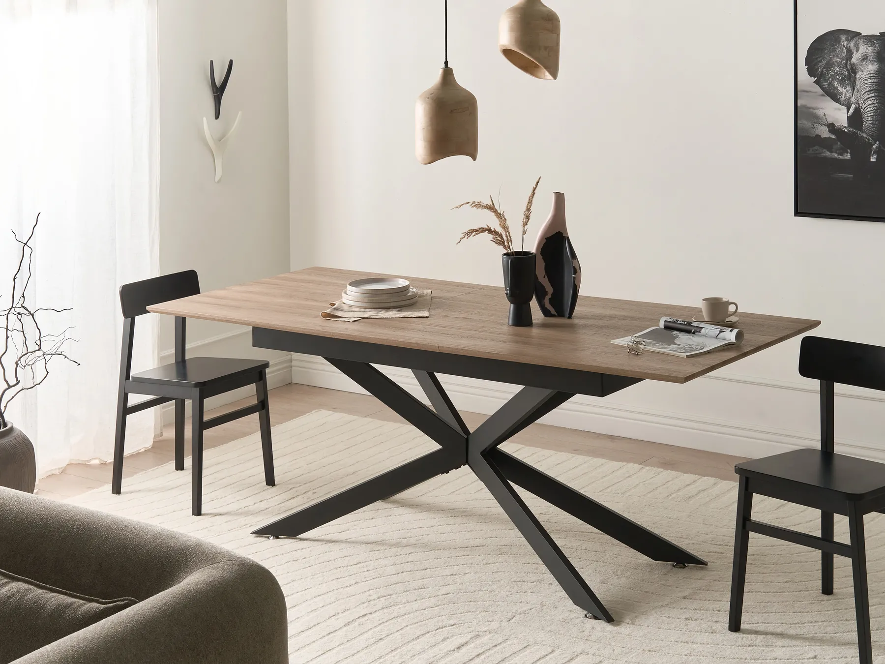 Dining Table FINLEY Light Brown 160/200 cm 90 cm_1043835