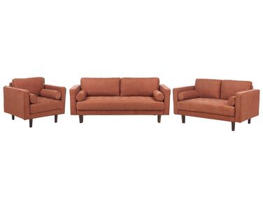 Conjunto de sofás 6 lugares em tecido castanho dourado NURMO