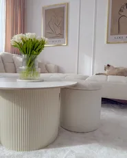 Coffee Table LEONA Ceramic Light Beige_983375