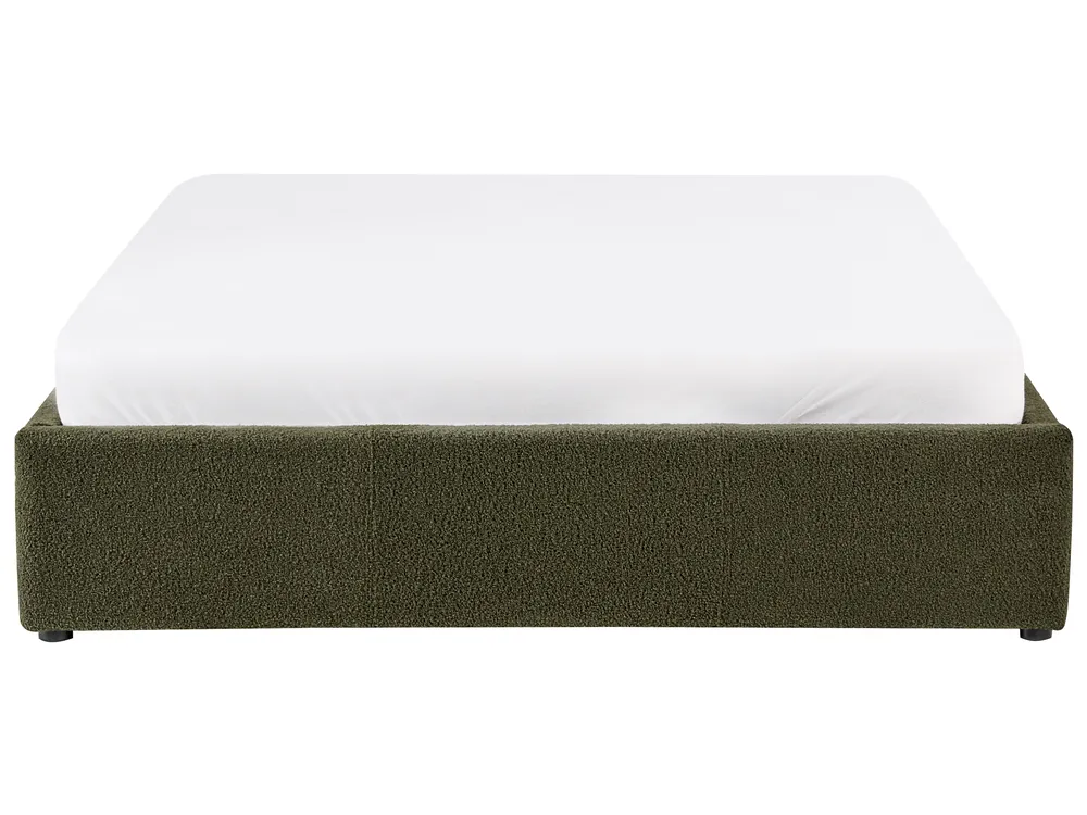 Ottoman Bed without Headboard DINAN Boucle Dark Green 140 x 200 cm (EU Double)_992122