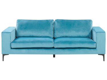 3 Seater Velvet Sofa Light Blue VADSTENA 