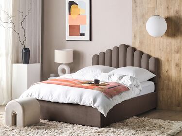 Velvet EU Double Size Ottoman Bed Taupe VINCENNES 