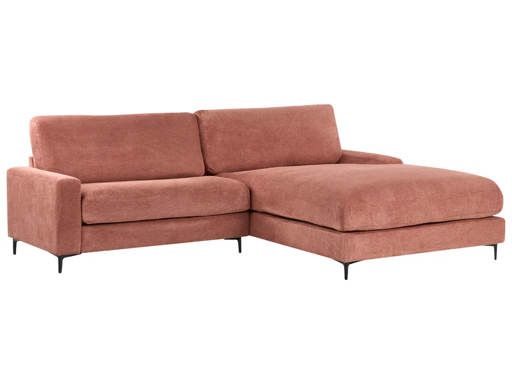 Corner Sofa 3 Seater MALOY Fabric Light Red Left Hand_947503