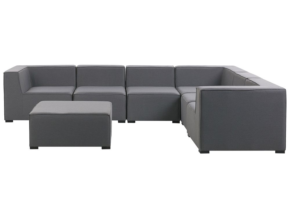 Garden Corner Sofa with Ottoman 7 Seater AREZZO Modular Grey Left Hand