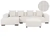 Corner Sofa LUNGO with Ottoman Corduroy Off-White Right Hand