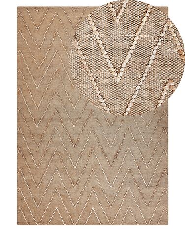 Teppich Jute beige geometrisches Muster 140 x 200 cm Kurzflor DADAY