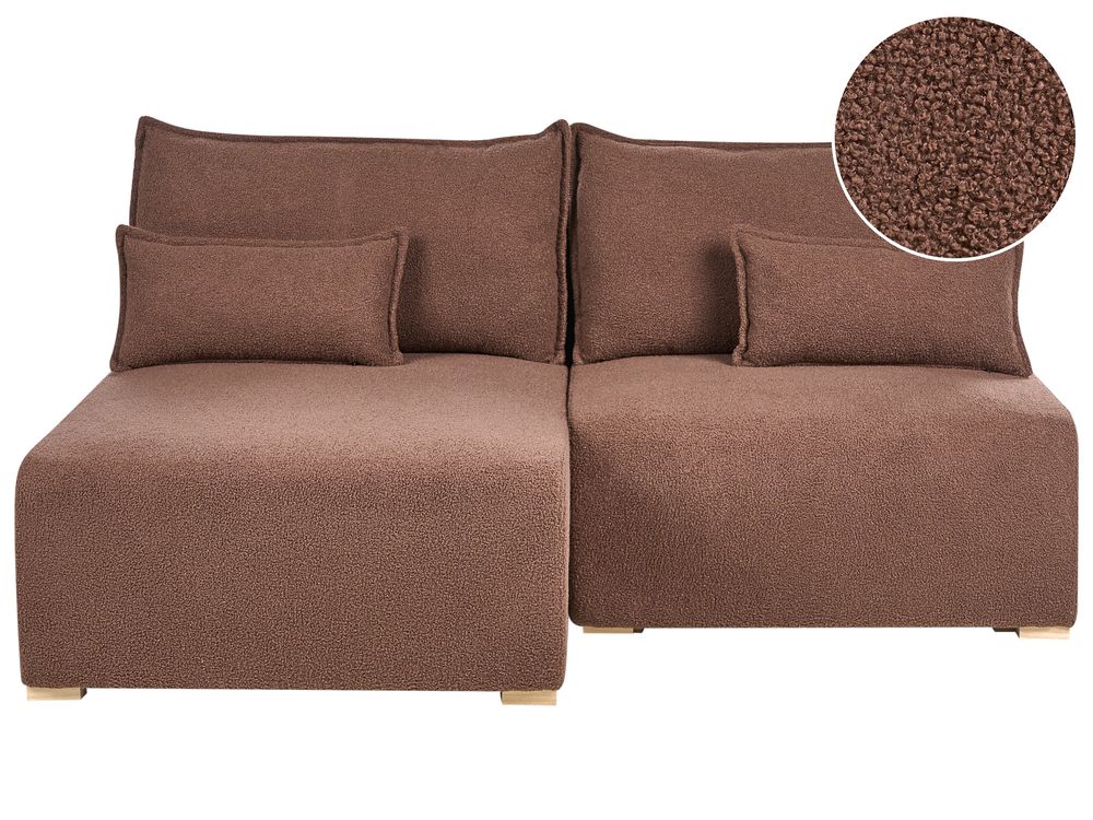 Modul Ecksofa NERBO Bouclé Braun rechtsseitig