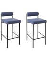 Set of 2 Boucle Bar Chairs Blue AMAYA_928355