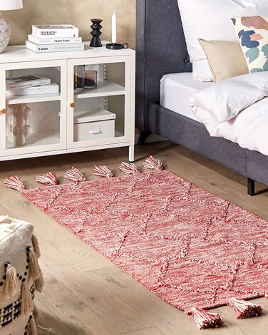 Cotton Area Rug 80 x 150 cm Red NIGDE