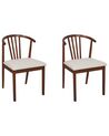 Esszimmerstuhl Gummibaumholz dunkelbraun / hellbeige 2er Set CRAIG_926548