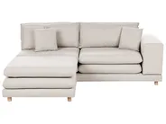 Divano 2 posti HEDEN con ottomana Tessuto Beige chiaro_950596