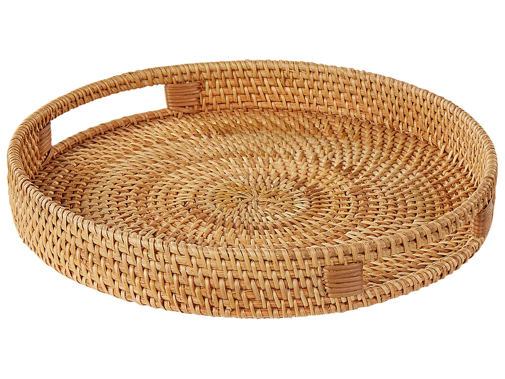 Zestaw 2 tac dekoracyjnych ADELSO Rattan Beżowy_894068