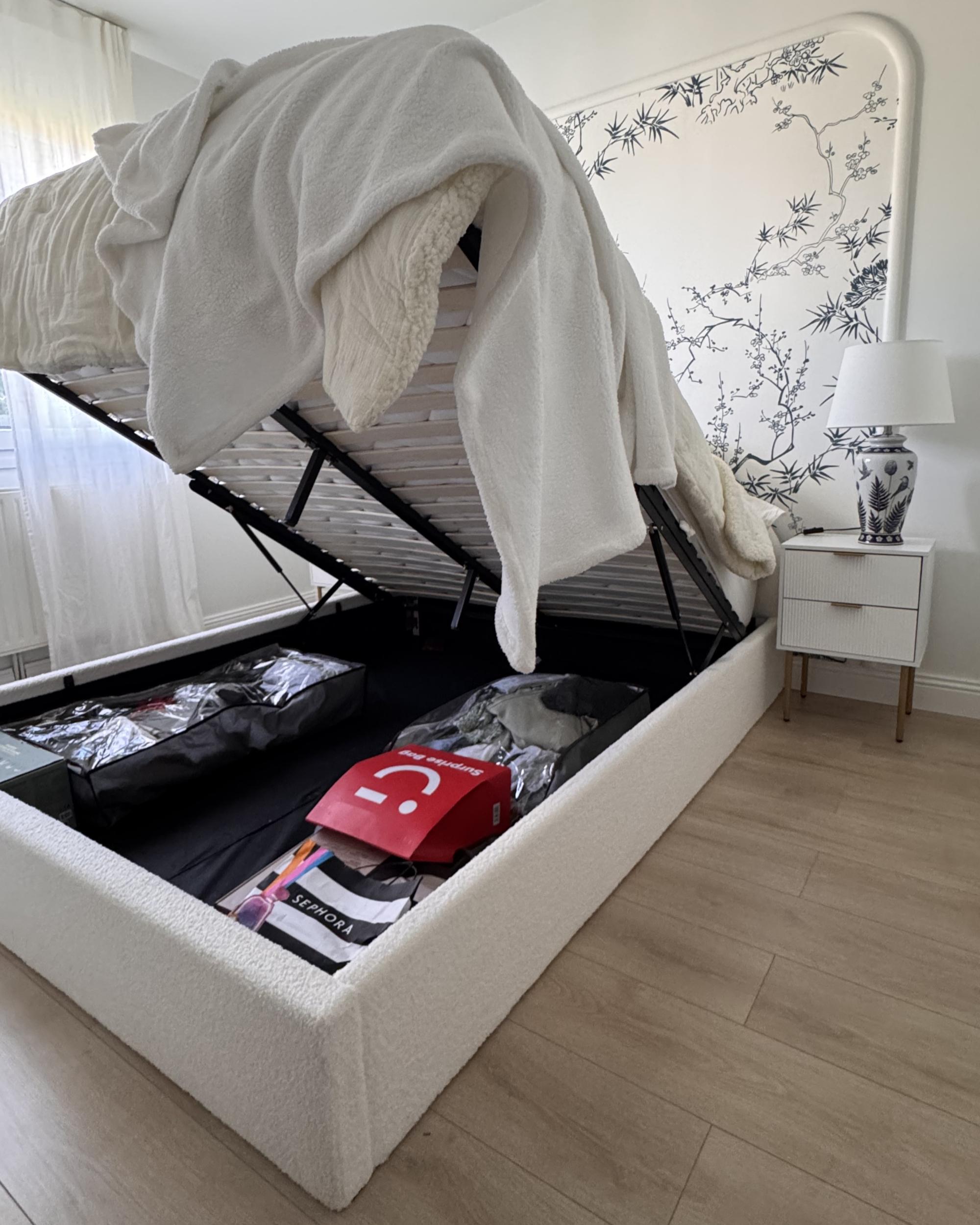 Ottoman Bed CHADENET Boucle Off-White 160 x 200 cm (EU King Size)_1047806