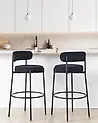 Set of 2 Bar Chairs ALLISON Boucle Black