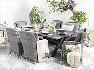 Garden Dining Table CASCAIS 200 cm 105 cm Metal Grey_1155059