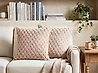 Set of 2 Decorative Cushions PURSLANE 43 x 43 cm Faux Fur Beige Geometric Pattern
