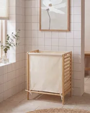 Laundry Basket CARACHI Bamboo Light Brown 65 L_1136153
