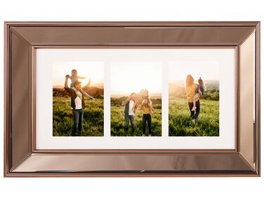 Zrkadlový rám na 3 fotografie medený DABOLA