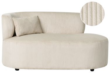 Chaise longue côté gauche VANVEY Velours côtelé Beige