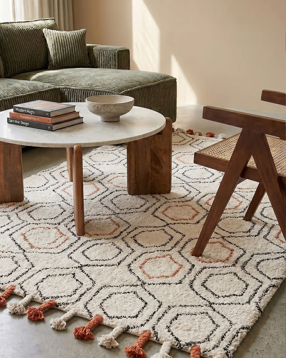Tappeto HAJIPUR Beige 140 x 200 cm Cotone_1178498