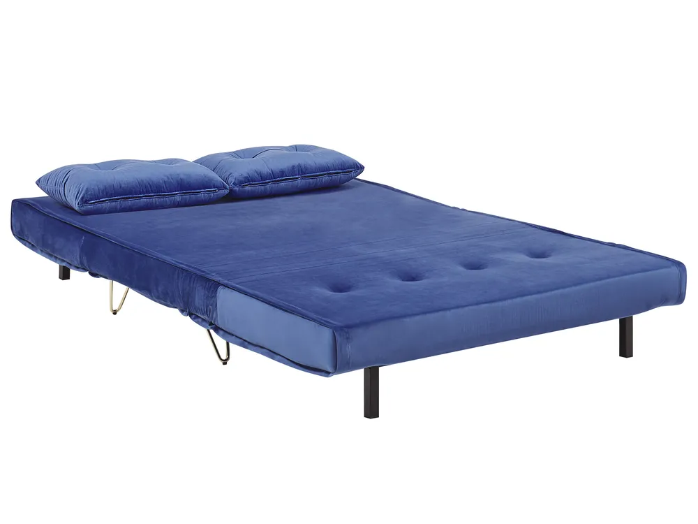 Sofa Bed 2 Seater VESTFOLD Velvet Navy Blue_808700