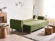 Sofa Bed 3 Seater KVAM with Storage Fabric Green_1021792