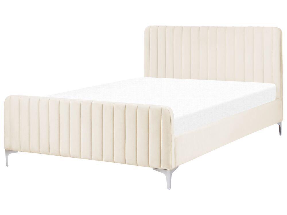 Lit avec sommier Velours LUNAN 140 x 200 cm Beige clair