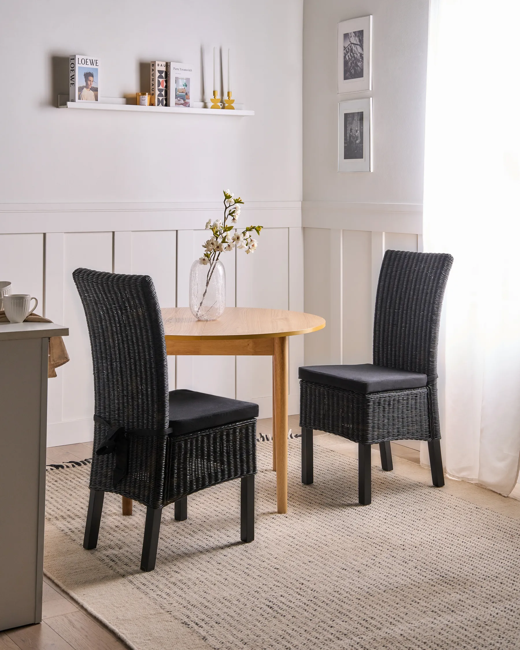 Set of 2 Dining Chairs ANDES Rattan Black_1018453