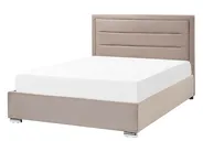 Bett mit Stauraum ROUEN Samtstoff Taupe 140 x 200 cm_843829